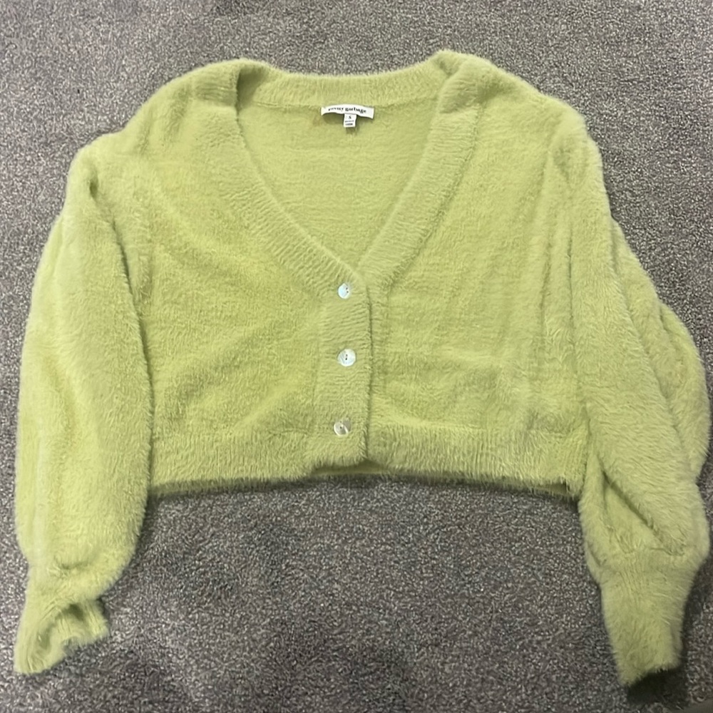 Cropped lime green sweater, size small from Pretty Garbage